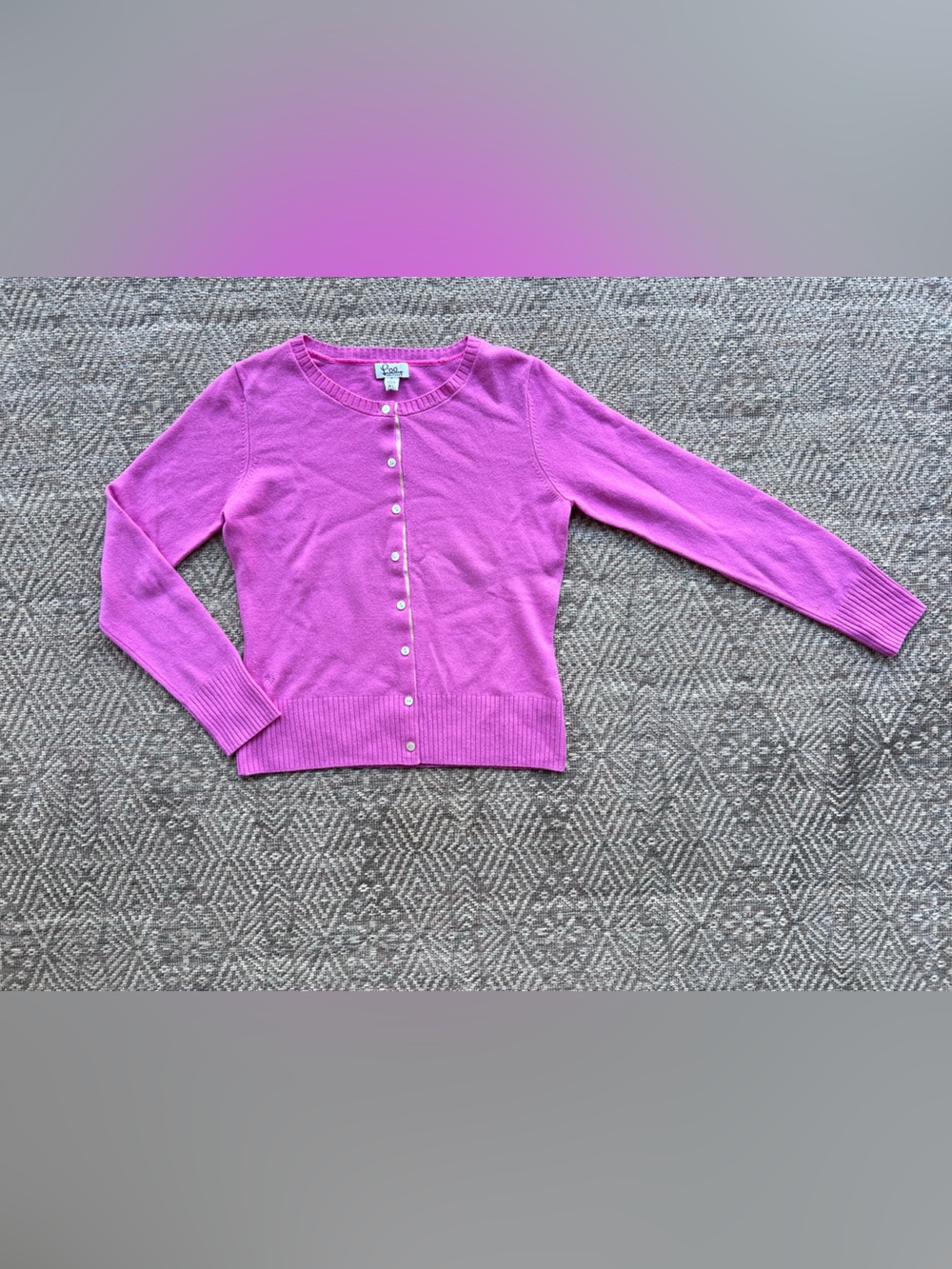 Lilly Pulitzer 100% Cashmere Cardigan Sweater Pink Crewneck Medium